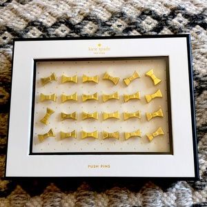 NIB Kate Spade Gold Bow Push Pins, 24 pack